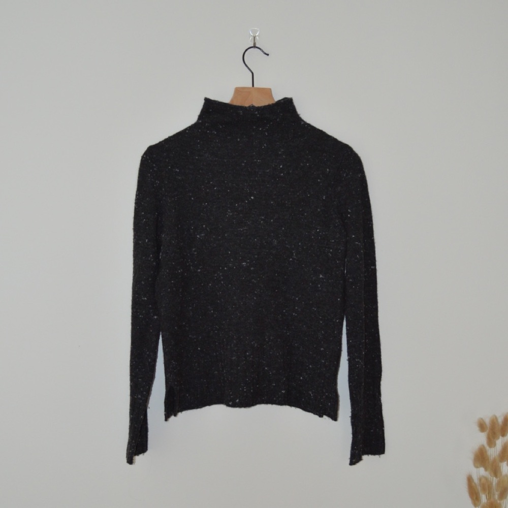 Madewell Speckled Mock Neck Sweater in Black